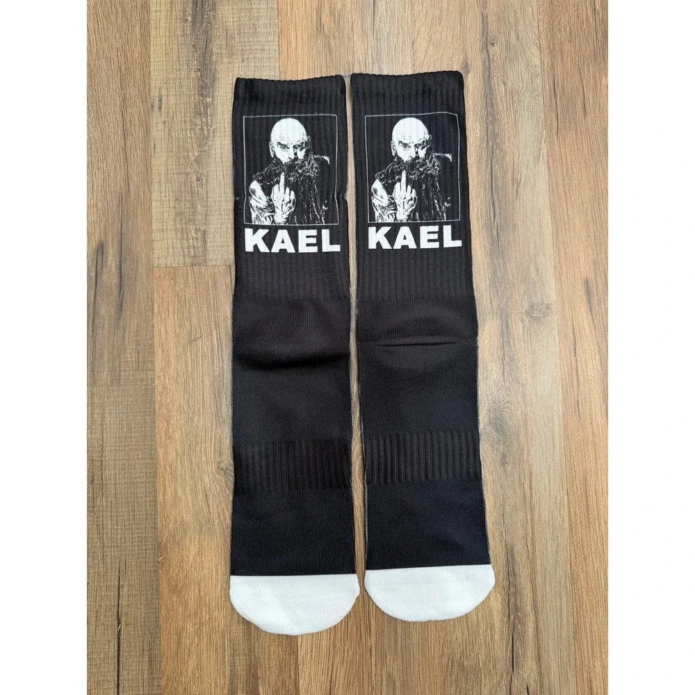 KAEL‎ Graphic Crew Socks Men's 6–9 Black Streetwear Bundle 4 Pairs